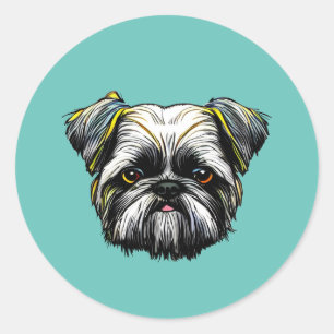 Pegatina Redonda Shih Tzu