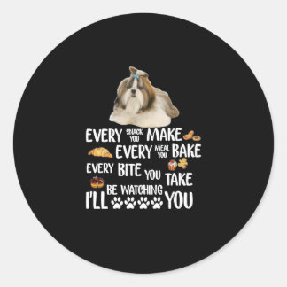 Pegatina Redonda Shih Tzu Cada Snack Que Haces Cada Comida Que Hace