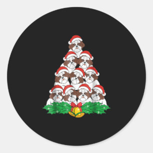 Pegatina Redonda Shih Tzu Christmas Tree Dog Xmas Lover