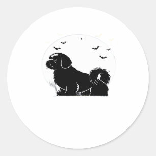 Pegatina Redonda Shih Tzu Dog � Halloween Moon Silhouette Classic T