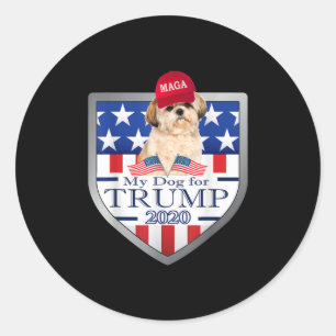 Pegatina Redonda Shih Tzu Lover Mi Shih Tzu Trump