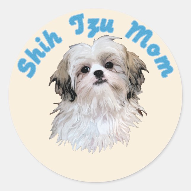 Pegatina Redonda Shih Tzu Mom (Anverso)