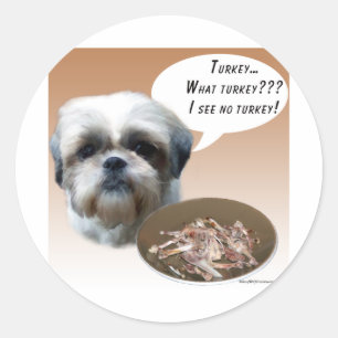 Pegatina Redonda Shih Tzu (natural) Turquía