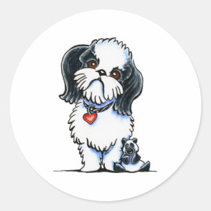 Pegatina Redonda Shih Tzu Panda