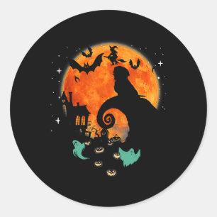 Pegatina Redonda Shih Tzu Perro Moon Scary Calabaza Halloween