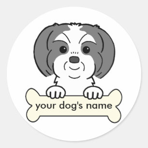 Pegatina Redonda Shih Tzu personalizado