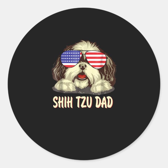 Pegatina Redonda Shih Tzu | Shih Tzu Dad Gift (Anverso)