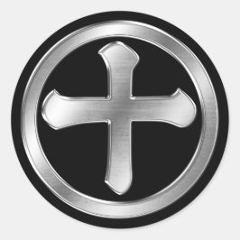 Pegatina Redonda Shimazu Clan Kamon Silver Chrome