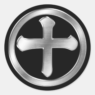 Pegatina Redonda Shimazu Clan Kamon Silver Chrome