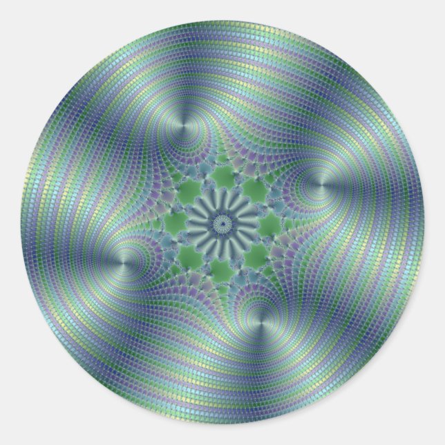Pegatina Redonda Shimmerine - Arte Fractal (Anverso)