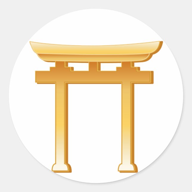 Pegatina Redonda Shinto Torii Gate (Anverso)