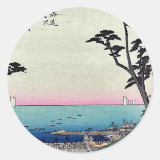Pegatina Redonda Shirasuka por Ando, Hiroshige Ukiyoe