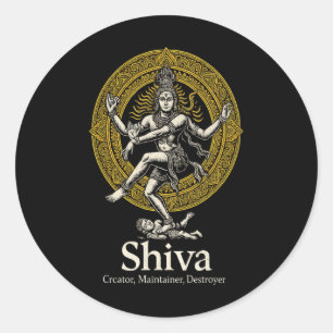 Pegatina Redonda Shiva Creador Preservador Destructor Nataraja Hind