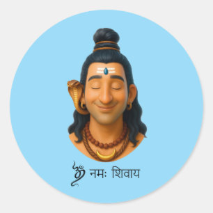 Pegatina Redonda Shiva sonriente 3D