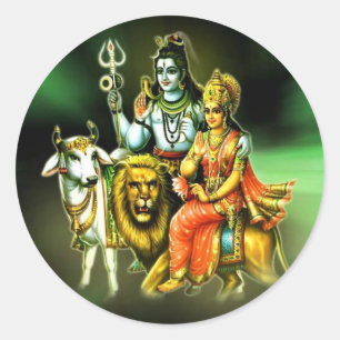 PEGATINA REDONDA SHIVA Y PARVATHI