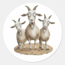 Pegatina Redonda Shocked Goats Trio
