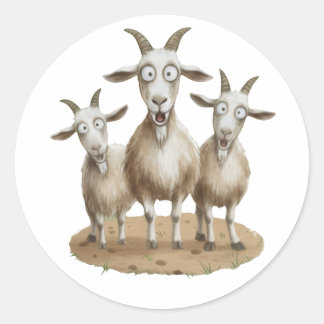 Pegatina Redonda Shocked Goats Trio