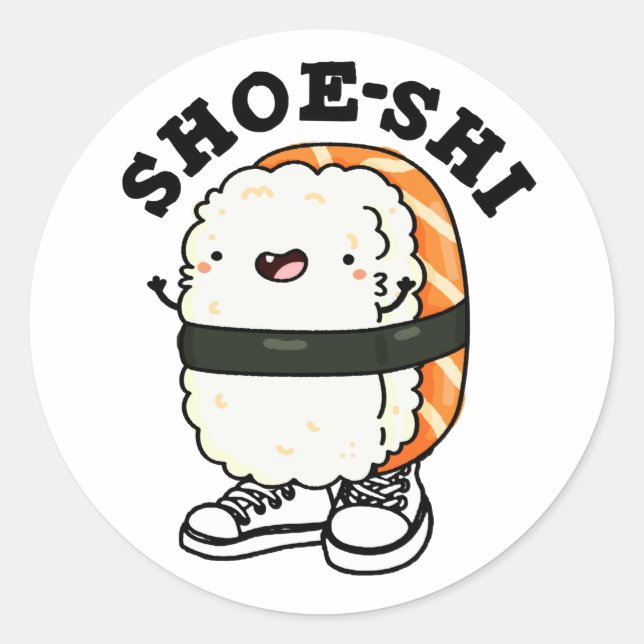Pegatina Redonda Shoe-shi Funny Sushi Pun (Anverso)