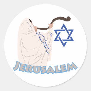 Pegatina Redonda Shofar judío
