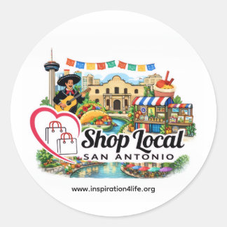 Pegatina Redonda Shop Local San Antonio