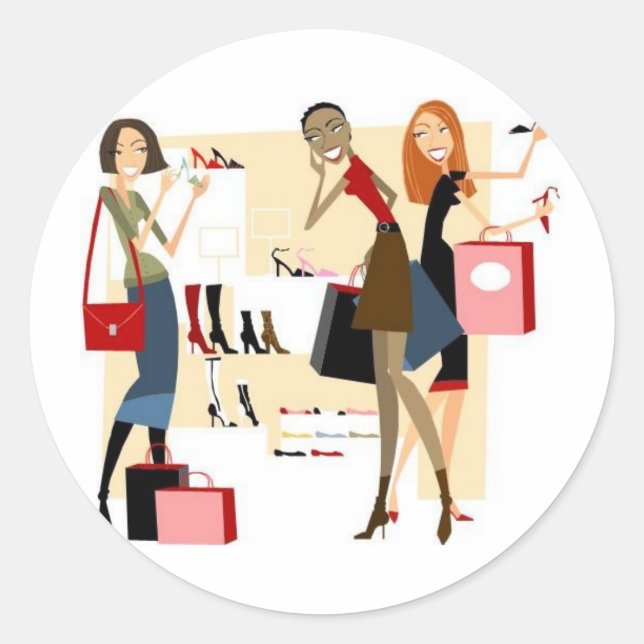 Pegatina Redonda Shopaholic (Anverso)