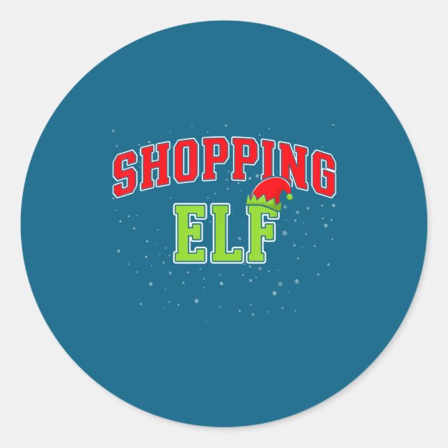 Pegatina Redonda Shopng Elf Christmas Family Matching Group Xmas Sh (Anverso)
