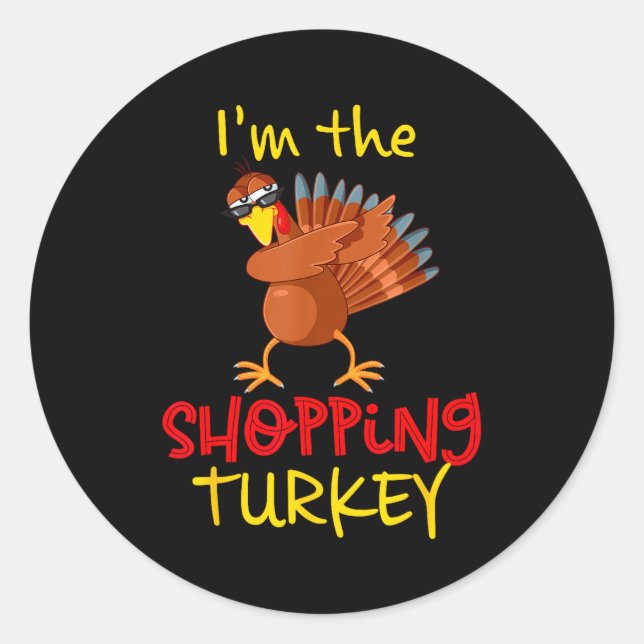 Pegatina Redonda Shopng Turkey Matching Family Group Thanksgiving P (Anverso)