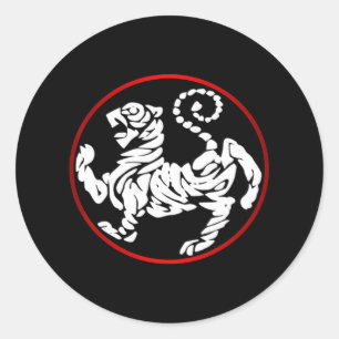 Pegatina Redonda Shotokan Karate Artes marciales de los tigres