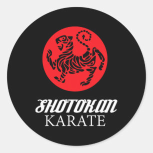 Pegatina Redonda Shotokan Karate Tigre: arte marcial gráfico gráfic