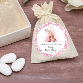 Pegatina Redonda Show Bridal de Botas de Vaquero y Vestido de Novia