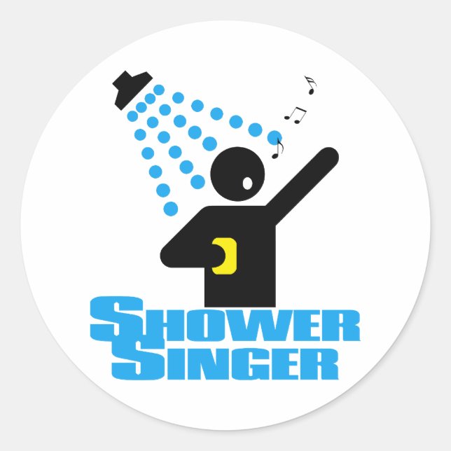 Pegatina Redonda Shower Singer (Anverso)