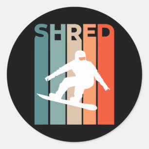 Pegatina Redonda Shred Snowboarder Snowboard Snowboard Retro Vin