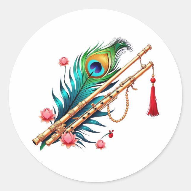 Pegatina Redonda Shree Krishna Janmashtami (Anverso)