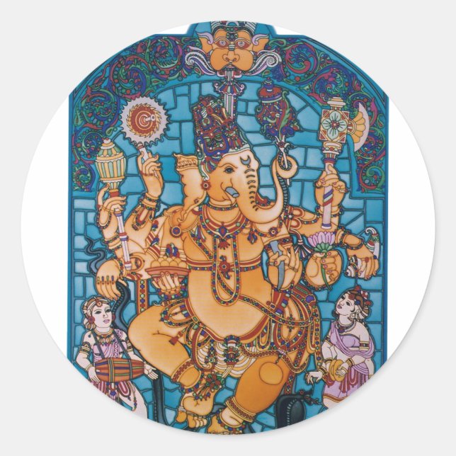 Pegatina Redonda Shri Ganesh (Anverso)