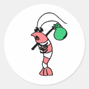 Pegatina Redonda Shrimp Hobo