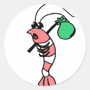 Pegatina Redonda Shrimp Hobo