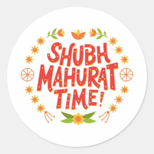 Pegatina Redonda Shubh Mahurat desi boda indio
