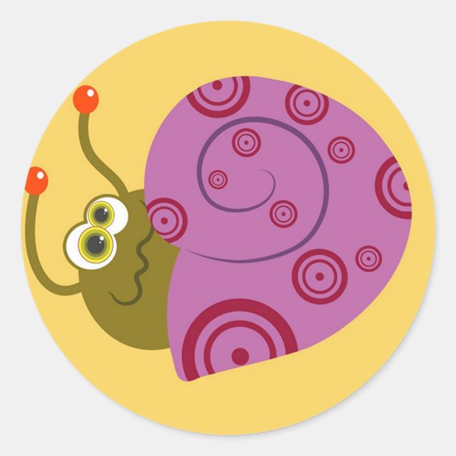 Pegatina Redonda Shy Snail (Anverso)