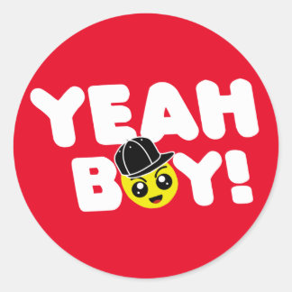 Pegatina Redonda Sí Boy Emoji Face Bashin Bros Gamer