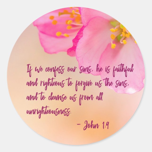 Pegatina Redonda Si confesamos cristiano floral Inspirador (Anverso)