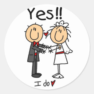 Pegatina Redonda SÍ, hago camisetas y regalos para novias y novios
