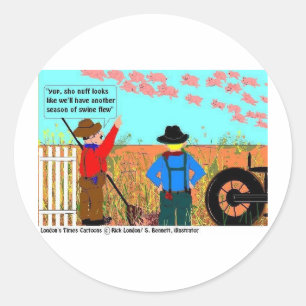 Pegatina Redonda Si los cerdos vuelan a divertidos regalos Personal