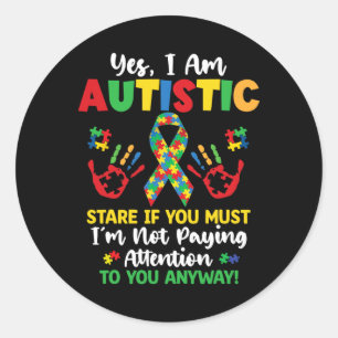 Pegatina Redonda Sí, soy autista, autismo, concientización de niños
