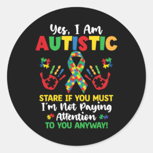 Pegatina Redonda Sí, soy autista, autismo, concientización de niños