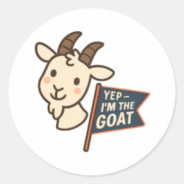 Pegatina Redonda Sí, soy el GOAT Diseño divertido de cabeza de cabr
