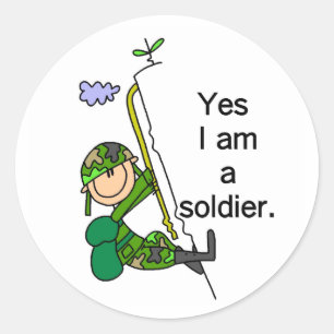 Pegatina Redonda Sí, soy soldado