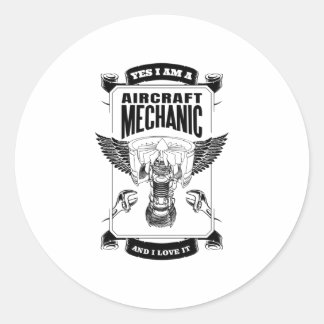 Pegatina Redonda Sí, soy un mecánico de aeronaves y me encanta
