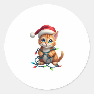 Pegatina Redonda Siamese Cat Christmas V-Neck (3)