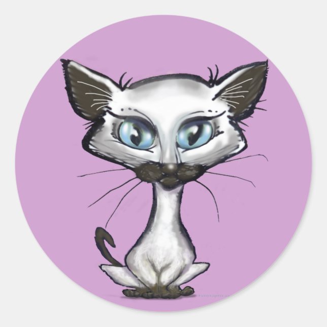 Pegatina Redonda Siamese Kitten (Anverso)