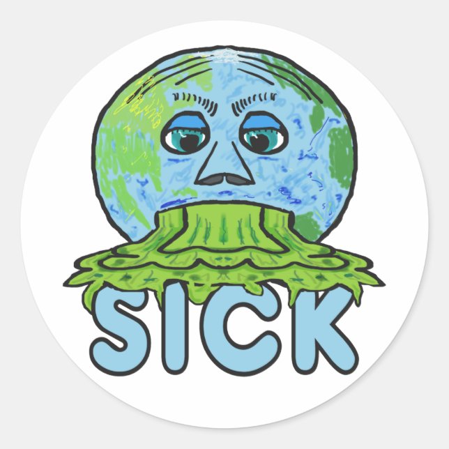 Pegatina Redonda Sick Planet (Anverso)